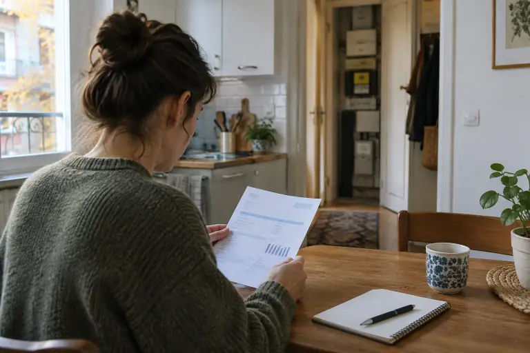 Habitant vérifiant une facture d’électricité avant de changer de fournisseur
