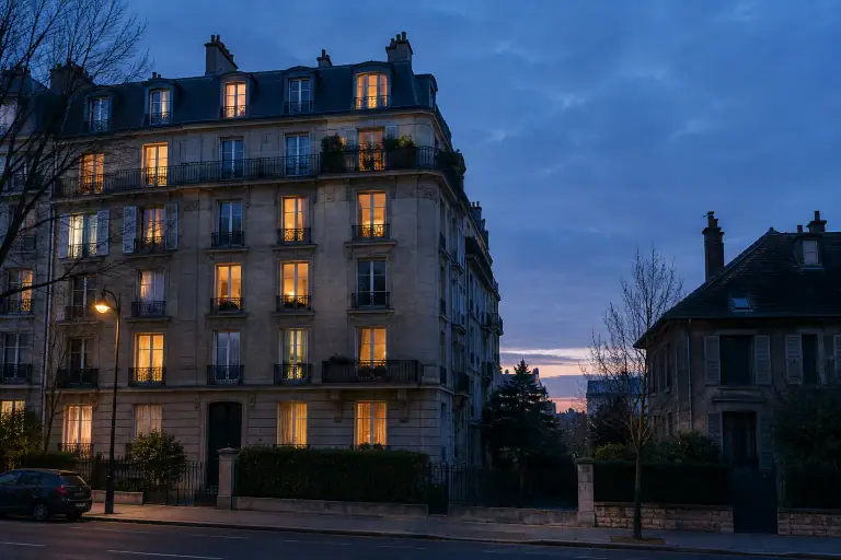 Des fenêtres éclairées différemment montrent la diversité des foyers d’un immeuble.