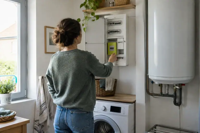 Un foyer vérifie son compteur et programme ses appareils pour profiter des heures creuses